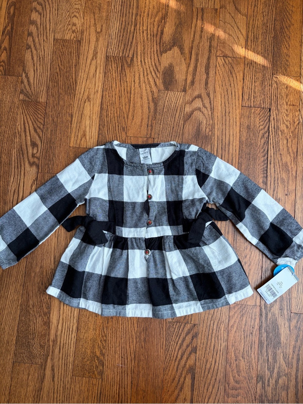 Carter's Black White Buffalo Plaid Flannel Toddler 18 Months with Tags Top Only